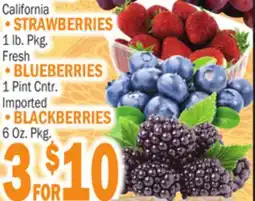 Bravo Supermarkets STRAWBERRIES 1 lb. Pkg. BLUEBERRIES 1 Pint Cntr. BLACKBERRIES 6 Oz. Pkg offer