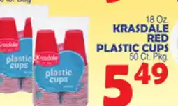 Bravo Supermarkets KRASDALE RED PLASTIC CUPS, 50 Ct. Pkg offer