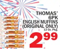 C Town THOMAS' 6PK ENGLISH MUFFINS offer