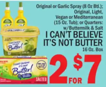 C Town I CAN'T BELIEVE IT'S NOT BUTTER 16 Oz. Box offer