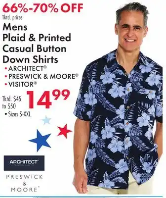 Boscov's Mens Plaid & Printed Casual Button Down Shirts offer
