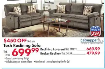 Boscov's Tosh Reclining Sofa offer