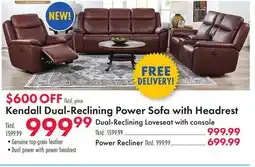 Boscov's Kendall Dual-Reclining Power Sofa with Headrest offer