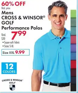Boscov's Mens CROSS & WINSOR GOLF Performance Polos offer