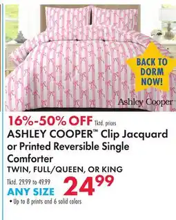 Boscov's ASHLEY COOPER Clip Jacquard or Printed Reversible Single Comforter offer