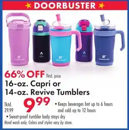 Boscov's 16-oz. Capri or 14-oz. Revive Tumblers offer