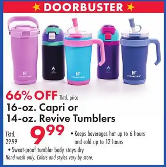 Boscov's 16-oz. Capri or 14-oz. Revive Tumblers offer