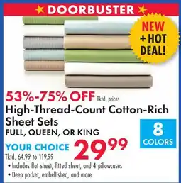 Boscov's High-Thread-Count Cotton-Rich Sheet Sets offer
