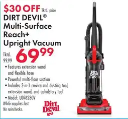 Boscov's DIRT DEVIL Multi-Surface Reach + Upright Vacuum offer