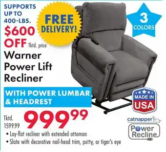 Boscov's Warner Power Lift Recliner offer