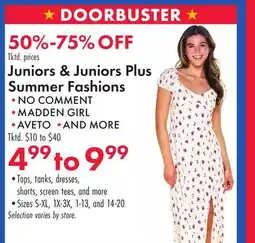Boscov's Juniors & Juniors Plus Summer Fashions offer