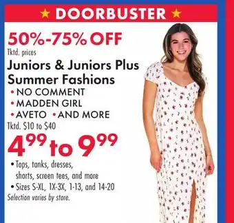 Boscov's Juniors & Juniors Plus Summer Fashions offer