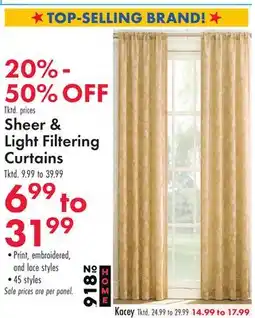 Boscov's Sheer & Light Filtering Curtains offer
