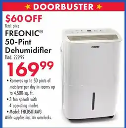 Boscov's FREONIC 50-Pint Dehumidifier offer