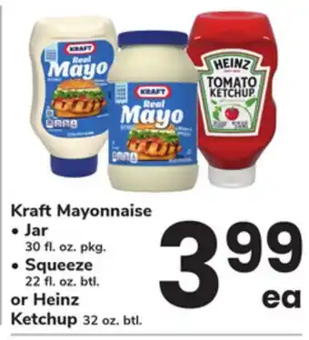 ACME Kraft Mayonnaise Jar 30 fl. oz. pkg. Squeeze 22 fl. oz. btl. or Heinz Ketchup 32 oz. btl offer