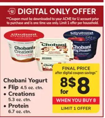 ACME Chobani Yogurt offer