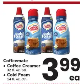 ACME Coffeemate Coffee Creamer 32 fl. oz. btl., Cold Foam 14 fl. oz. ctn offer