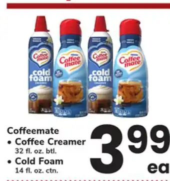 ACME Coffeemate Coffee Creamer 32 fl. oz. btl., Cold Foam 14 fl. oz. ctn offer