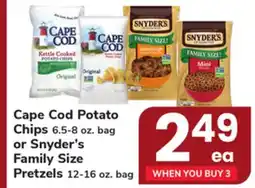 ACME Cape Cod Potato Chips 6.5-8 oz. bag or Snyder's Family Size Pretzels 12-16 oz. bag offer