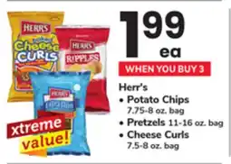 ACME Herr's, Potato Chips 7.75-8 oz. bag, Pretzels 11-16 oz. bag, Cheese Curls 7.5-8 oz. bag offer