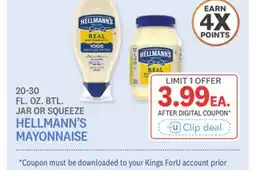 Kings Food Markets HELLMANN'S MAYONNAISE offer