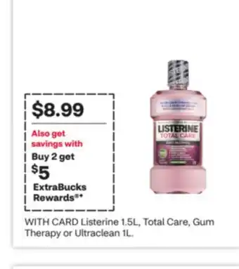 CVS Listerine 1.5L, Total Care, Gum Therapy or Ultraclean 1L offer