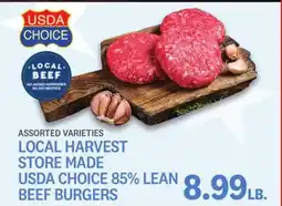 Kings Food Markets LOCAL HARVEST STORE MADE USDA CHOICE 85% LEAN BEEF BURGERS offer