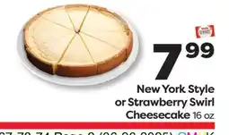 Weis Markets New York Style or Strawberry Swirl Cheesecake offer