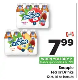 Weis Markets Snapple Tea or Drinks offer
