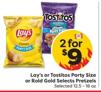 Weis Markets Lay's or Tostitos Party Size or Rold Gold Selects Pretzels offer