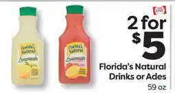 Weis Markets Florida's Natural Drinks or Ades offer