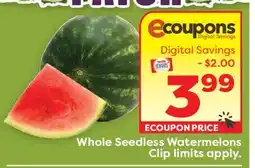 Weis Markets Whole Seedless Watermelons offer