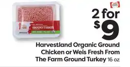 Weis Markets Harvestland Organic Ground Chicken or Weis Fresh From The Farm Ground Turkey offer