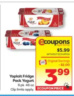 Weis Markets Yoplait Fridge Pack Yogurt offer