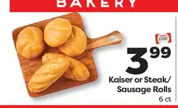Weis Markets Kaiser or Steak/Sausage Rolls offer