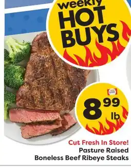Weis Markets Pasture Raised Boneless Beef Ribeye Steaks offer