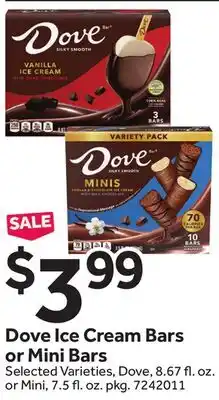 Stop&Shop Dove Ice Cream Bars or Mini Bars offer