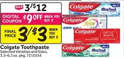 Stop&Shop Colgate Toothpaste offer