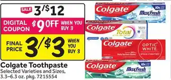 Stop&Shop Colgate Toothpaste offer