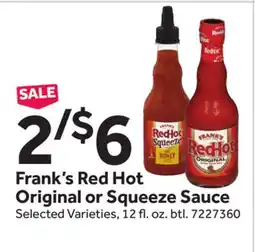 Stop&Shop Frank's Red Hot Original or Squeeze Sauce offer