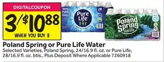 Stop&Shop Poland Spring or Pure Life Water offer