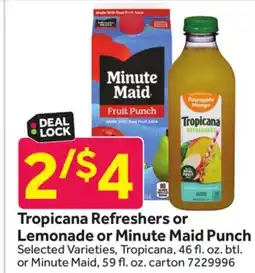 Stop&Shop Tropicana Refreshers or Lemonade or Minute Maid Punch offer