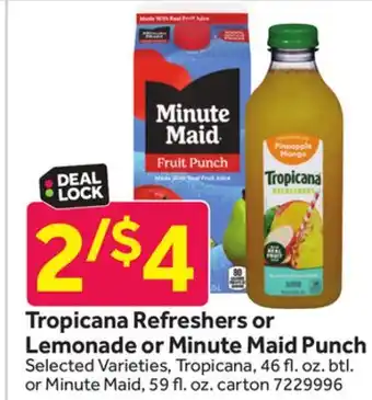 Stop&Shop Tropicana Refreshers or Lemonade or Minute Maid Punch offer