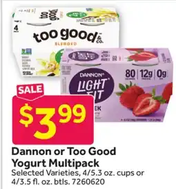 Stop&Shop Dannon or Too Good Yogurt Multipack offer