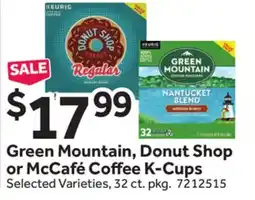 Stop&Shop Green Mountain, Donut Shop or McCafé Coffee K-Cups offer