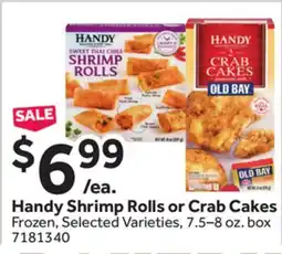 Stop&Shop Handy Shrimp Rolls or Crab Cakes offer