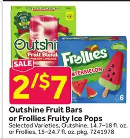 Stop&Shop Outshine Fruit Bars or Frollies Fruity Ice Pops offer