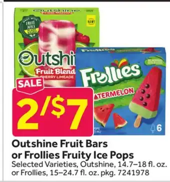 Stop&Shop Outshine Fruit Bars or Frollies Fruity Ice Pops offer