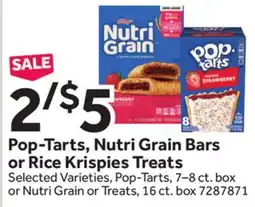 Stop&Shop Pop-Tarts, Nutri Grain Bars or Rice Krispies Treats offer