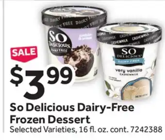 Stop&Shop So Delicious Dairy-Free Frozen Dessert offer